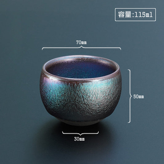 Blue purple kiln-changed glaze Jianzhan single cup tea drinking cup ceramic blank tea set