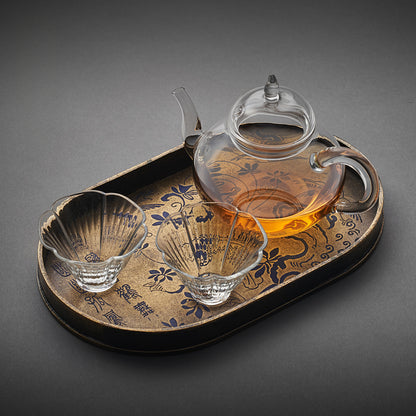 Pure brass handmade tea tray dry brewing table antique tea set pot bearing small tea table