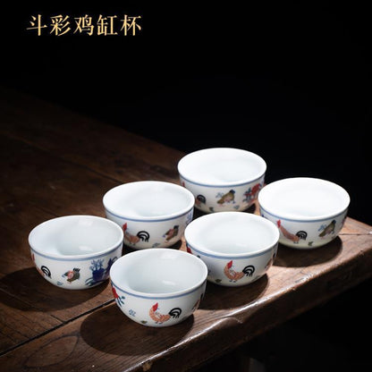 6 chicken pot cups Jingdezhen antique tea cup Kung Fu tea set household master cup