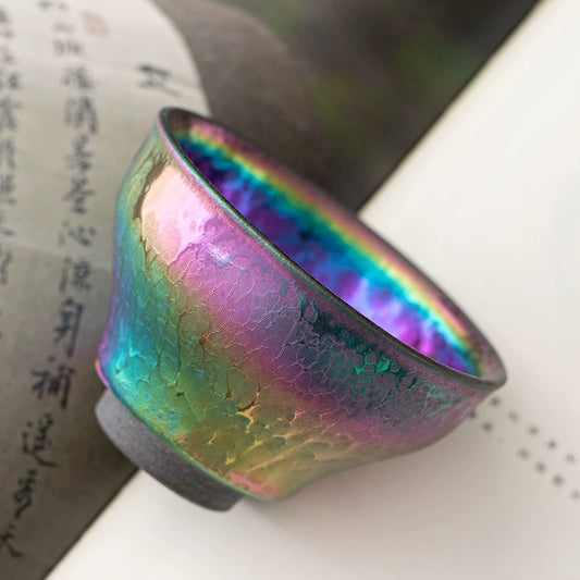 Seven-color Masterpiece Cup Glazed Pottery Transformation Ding Tea Cup Gilded Cup